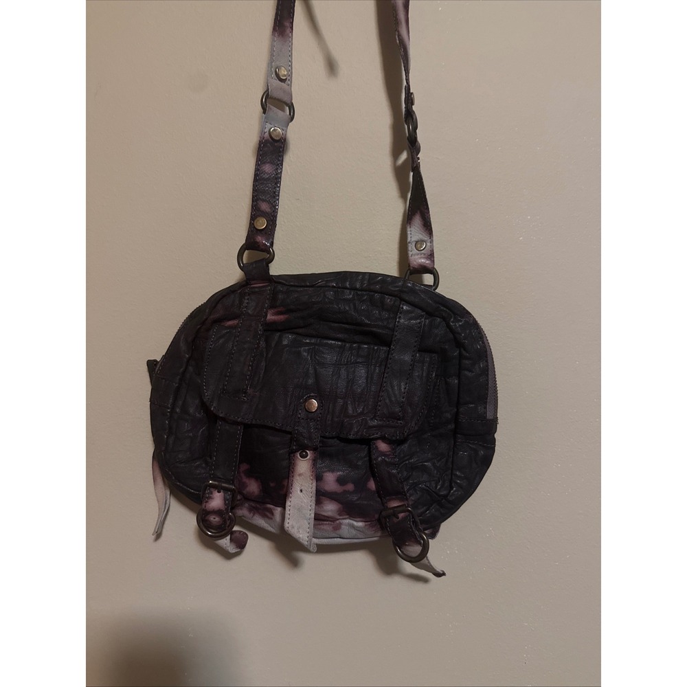 Free People Purple Tie Dye Goat Leather Crossbody Bag Buckle Indie Grunge Boho